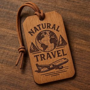 Wooden Engraved Luggage Tag - Natural Travel Identifier